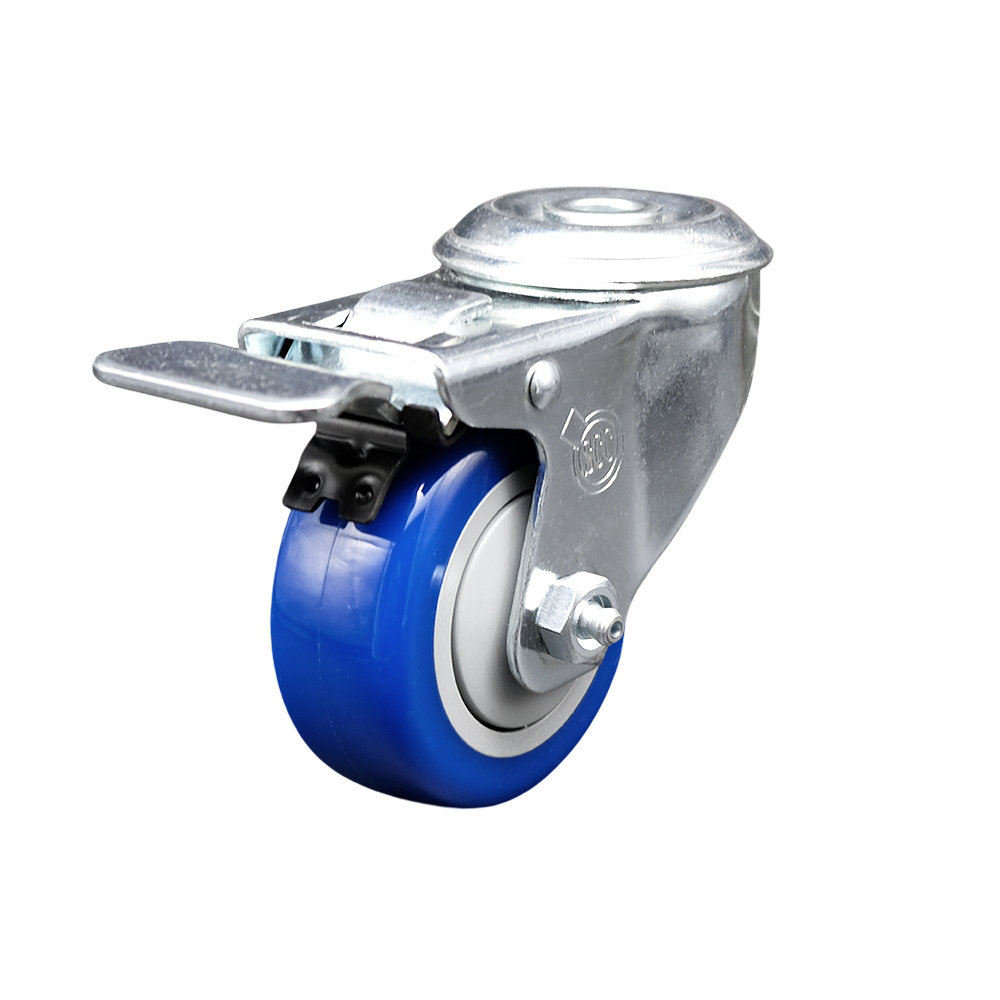 Service Caster SS Polyurethane Swivel Bolt Hole Caster With Total Lock